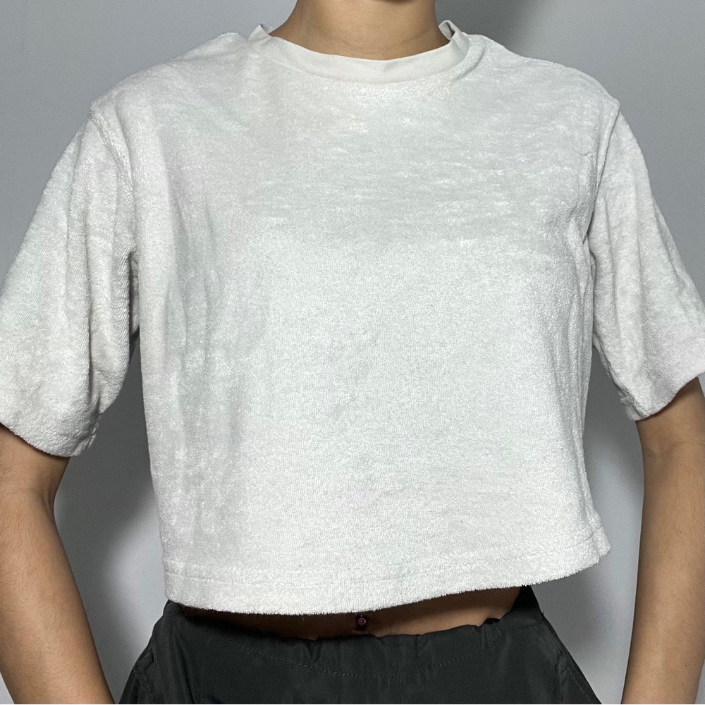 H&M White Boxy Crop T-Shirt Short Sleeve